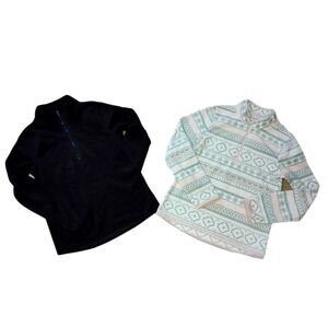 Bundle of 2 Athletic Works Girls 3/4 Zip Fleece Pullovers Size 7/8
